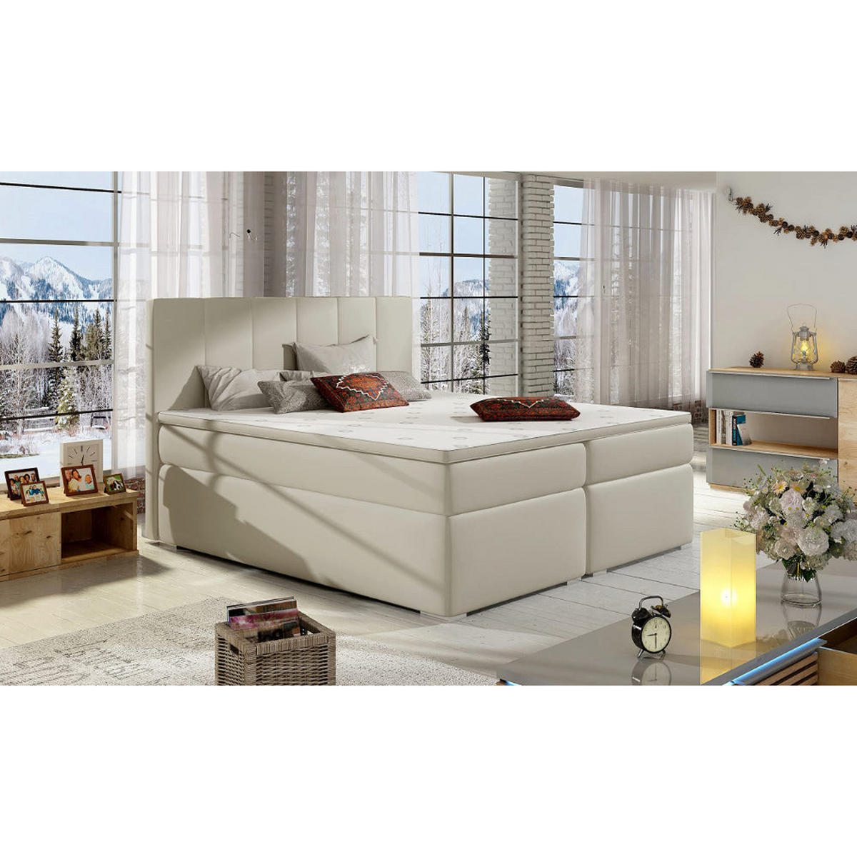 BOXBETT Bolero Bonellfederkern inkl - Creme, Holz/Holzwerkstoff (140/200cm) - Best For Home