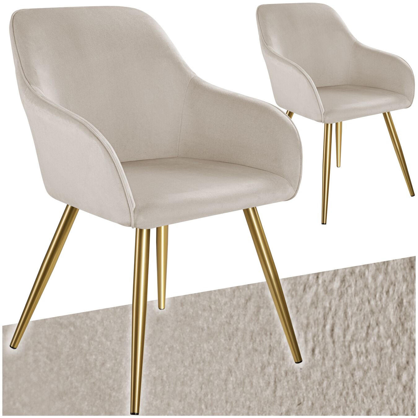 ESSZIMMERSTUHL Marilyn,58 x 62 x 82 cm,taupe/gold - Taupe/Goldfarben, Textil (58/82/62cm) - tectake