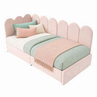 POLSTERBETT 90/200 cm in Rosa Samt mit 2 Schubladen und Rückenlehne - Rosa, Holzwerkstoff/Textil (90/200cm) - CHICFURN