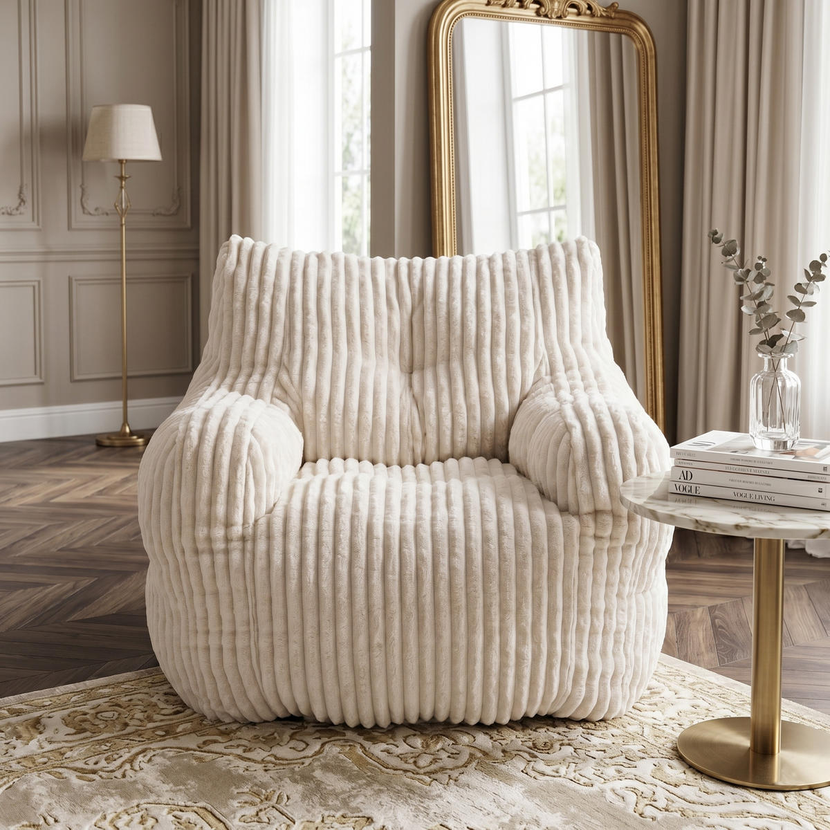 SESSEL weicher cord-stoff ergonomischer mit schaumstofffüllung - Beige, Textil (100/70/94cm) - Urban Meuble