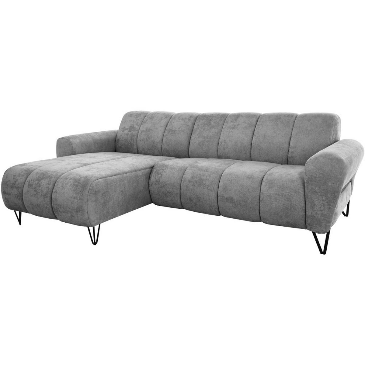 ECKSOFA Volare Mini ohne Schlaffunktion grau links, Vega-Stoff - Schwarz/Grau, Textil/Metall (256/165cm) - Beautysofa