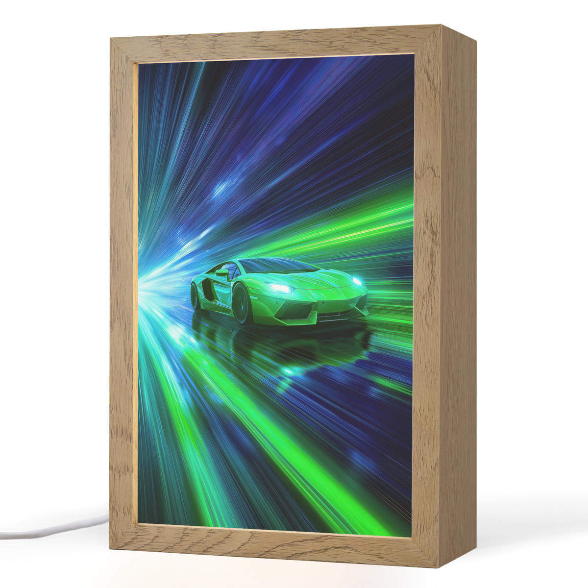 NACHTTISCHLAMPE Geschwindigkeit - Leicht - Sportwagen - Grün 20x30 cm - Grün, Holzwerkstoff (8/20/30cm)