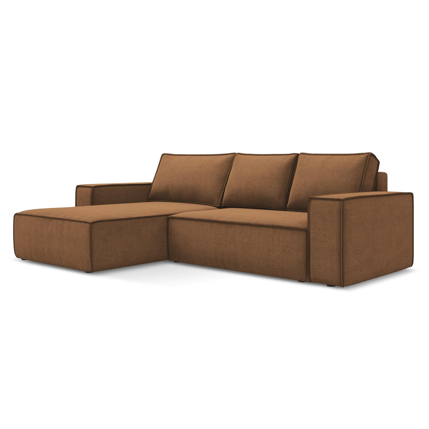 ECKSOFA mit Schlaffunktion Strukturstoff Stoff Orange - Terracotta/Schwarz, Kunststoff/Textil (185/290cm) - LaMiaSofa