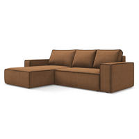 ECKSOFA mit Schlaffunktion Strukturstoff Stoff Orange - Terracotta/Schwarz, Kunststoff/Textil (185/290cm) - LaMiaSofa