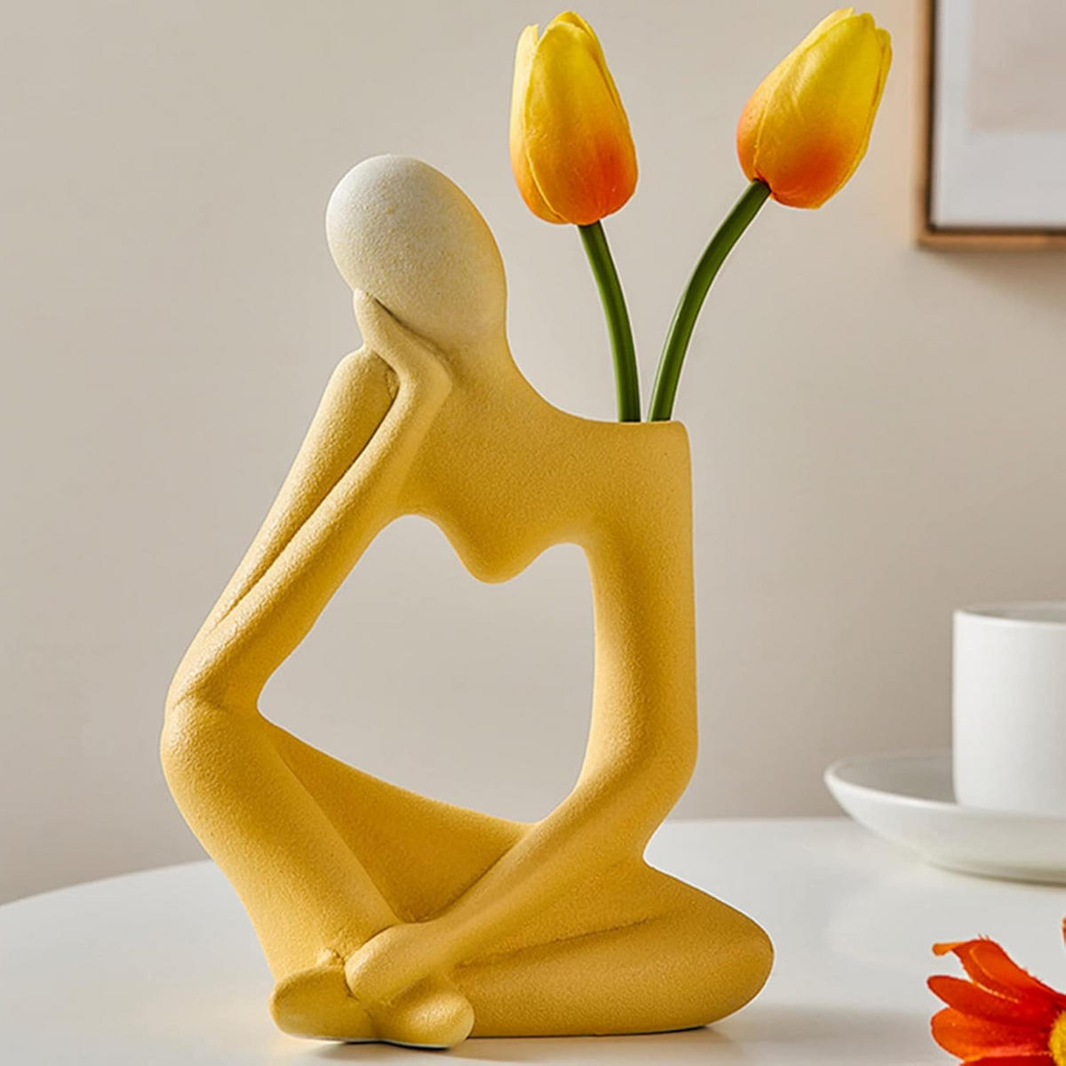 VASE 14 x 8,5 x 19 cm Keramik - Gelb, Keramik (8.5cm) - LIBRATON