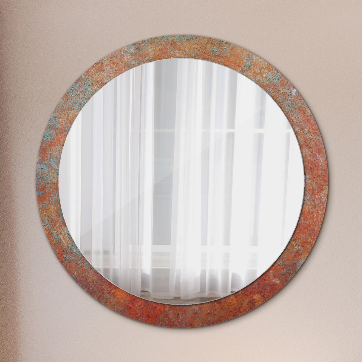 SPIEGEL Ø90 cm Rund mit Aufdruck - Orange, Glas (90/90/0.4cm) - TULUP