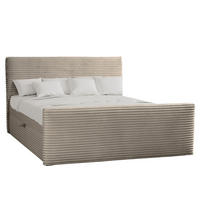 BOXBETT Mit Bettkasten Und Topper TRENTO Stoff Plüsch Cord 200x200 cm Beige H3-Bonell - Beige, Holz/Textil (200/200cm) - Kaiser Möbel