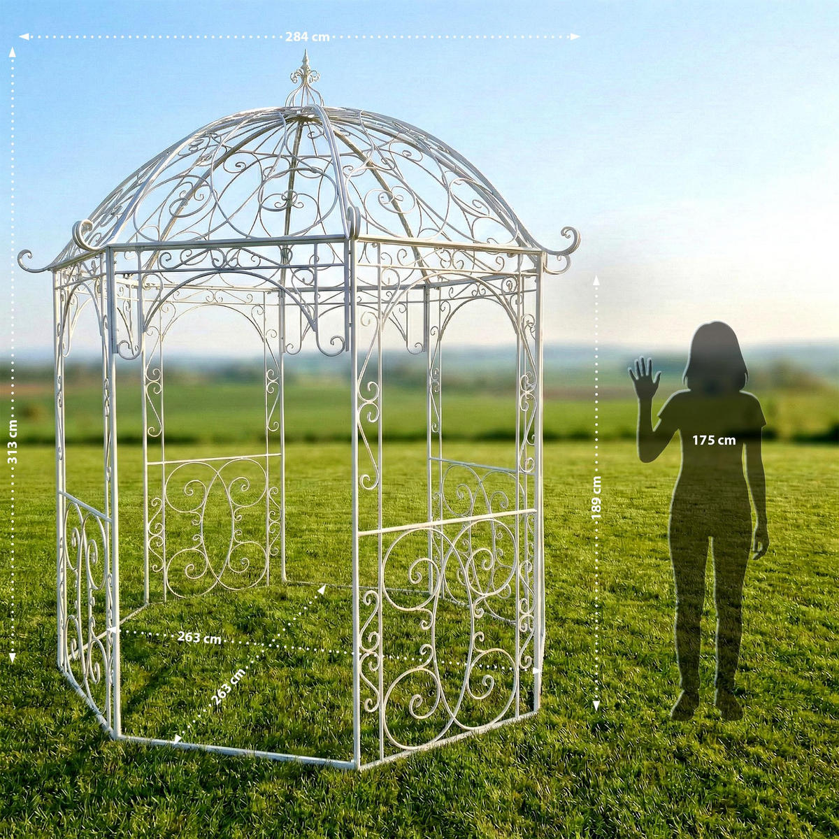 PAVILLON 284/263/313 cm Metall Weiß - Weiß, Metall (284/313/263cm) - CLP
