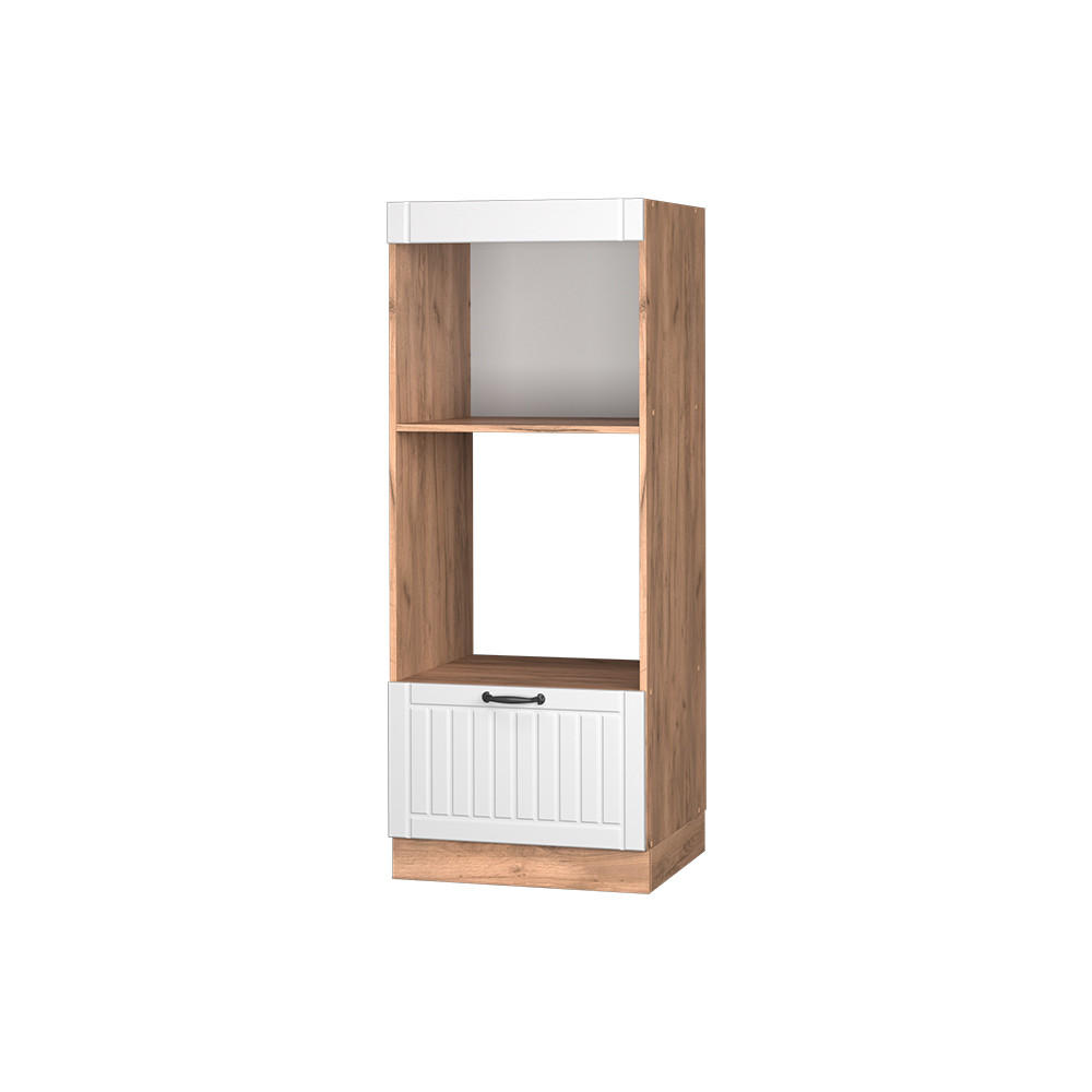 MIKROWELLENSCHRANK Fame-Line Weiß Landhaus 60 cm - Honigeiche/Weiß, Holzwerkstoff (60/153.6/58.1cm) - Vicco