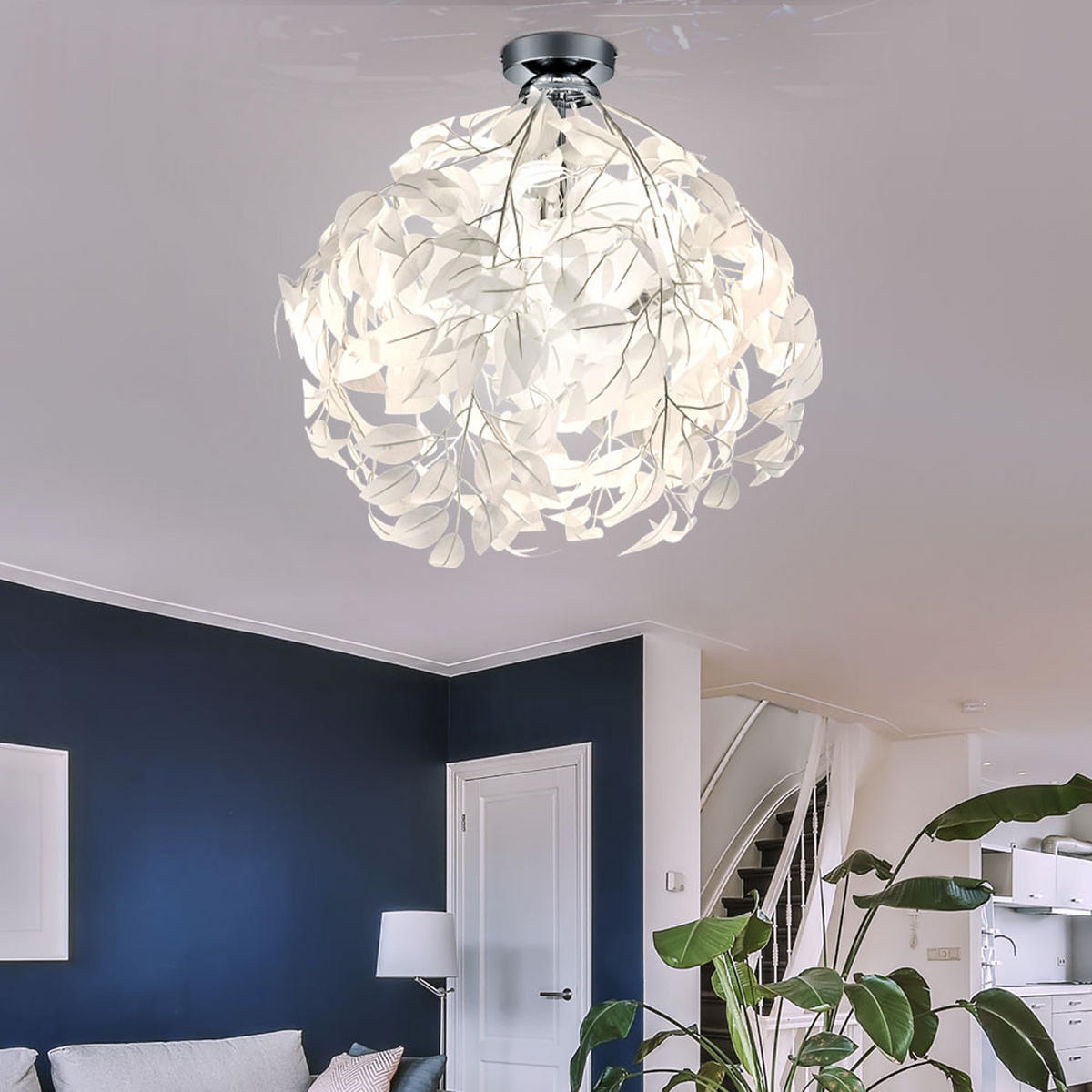 DECKENLEUCHTE Chrom Weiß - Weiß, Metall (38/38/58cm)