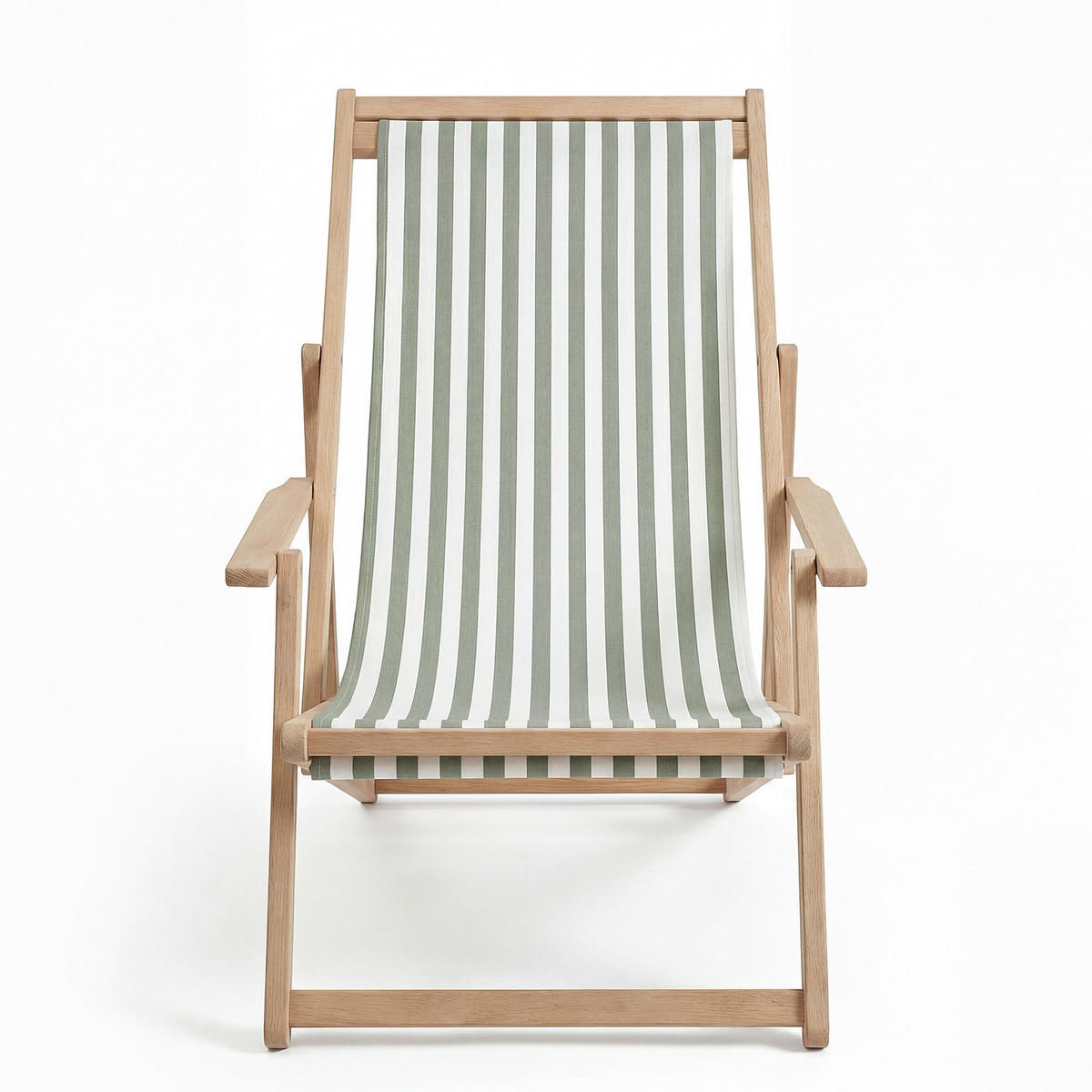 LIEGESTUHL - Akazie massiv / Webstoff - Salbeigrün, Holz/Textil (63/88/102cm) - home24