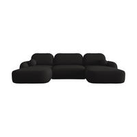 WOHNLANDSCHAFT MOLLY U TERRA FROTTE 14 mit Schlaffunktion - Schwarz, Textil (366/94/175cm) - Bedante
