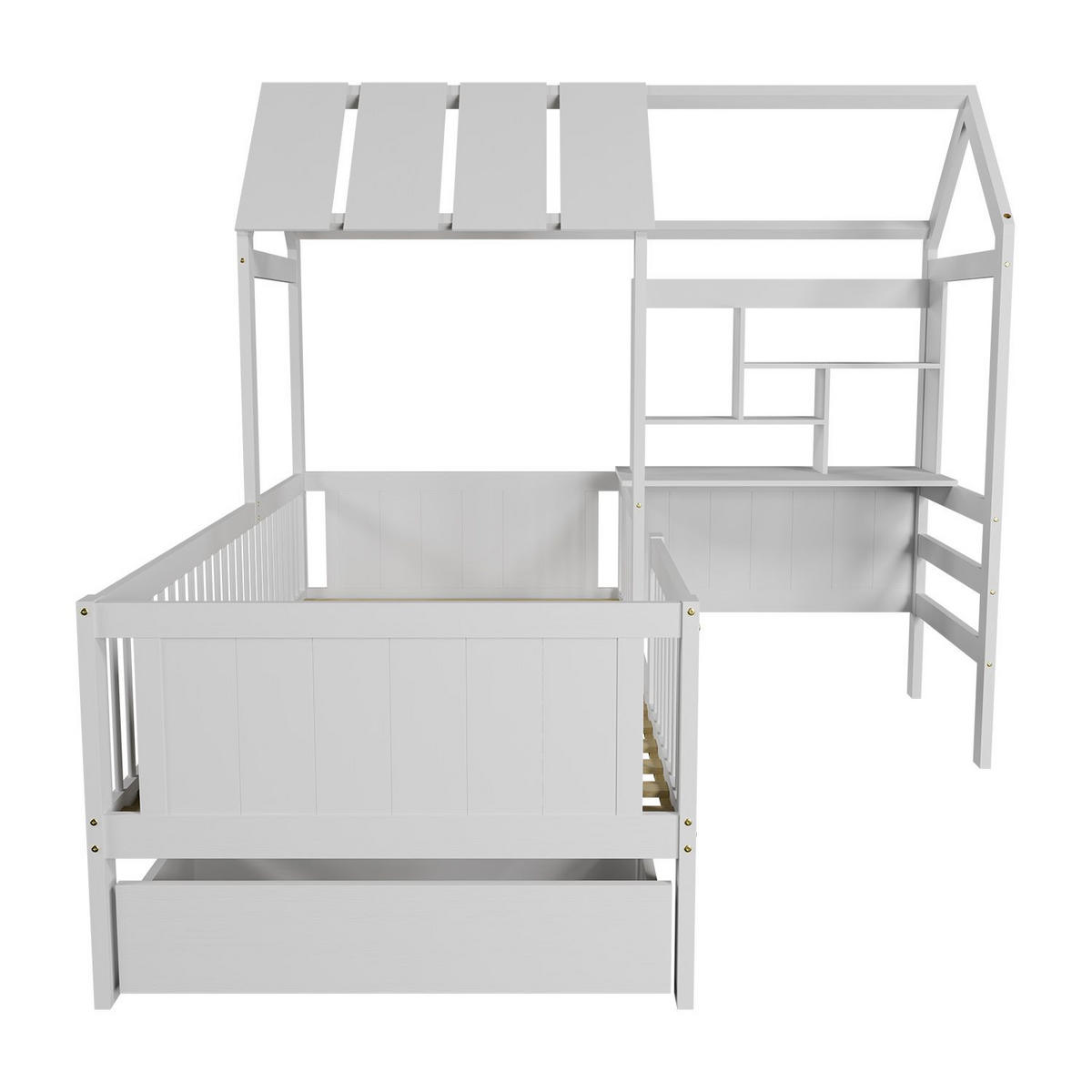 KINDERBETT Yari 90x200 cm Weiß - Weiß, Holz (90/200cm) - Juskys