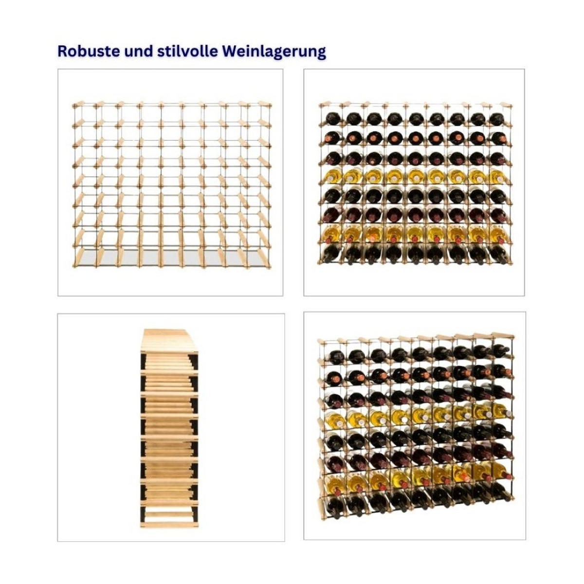 WEINREGAL Vinotega Mod Metal 82,5x92,5x24,5 cm 9x8 Flaschen Massives Kiefernholz Braun Geölt - Braun, Holz (92.5/82.5/24.5cm) - PROREGAL