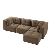 3-SITZER Sofa 297×177×69 cm Cordstoff rahmenlos modular mit Ottomane, braun - Braun, Textil (177/69/297cm)