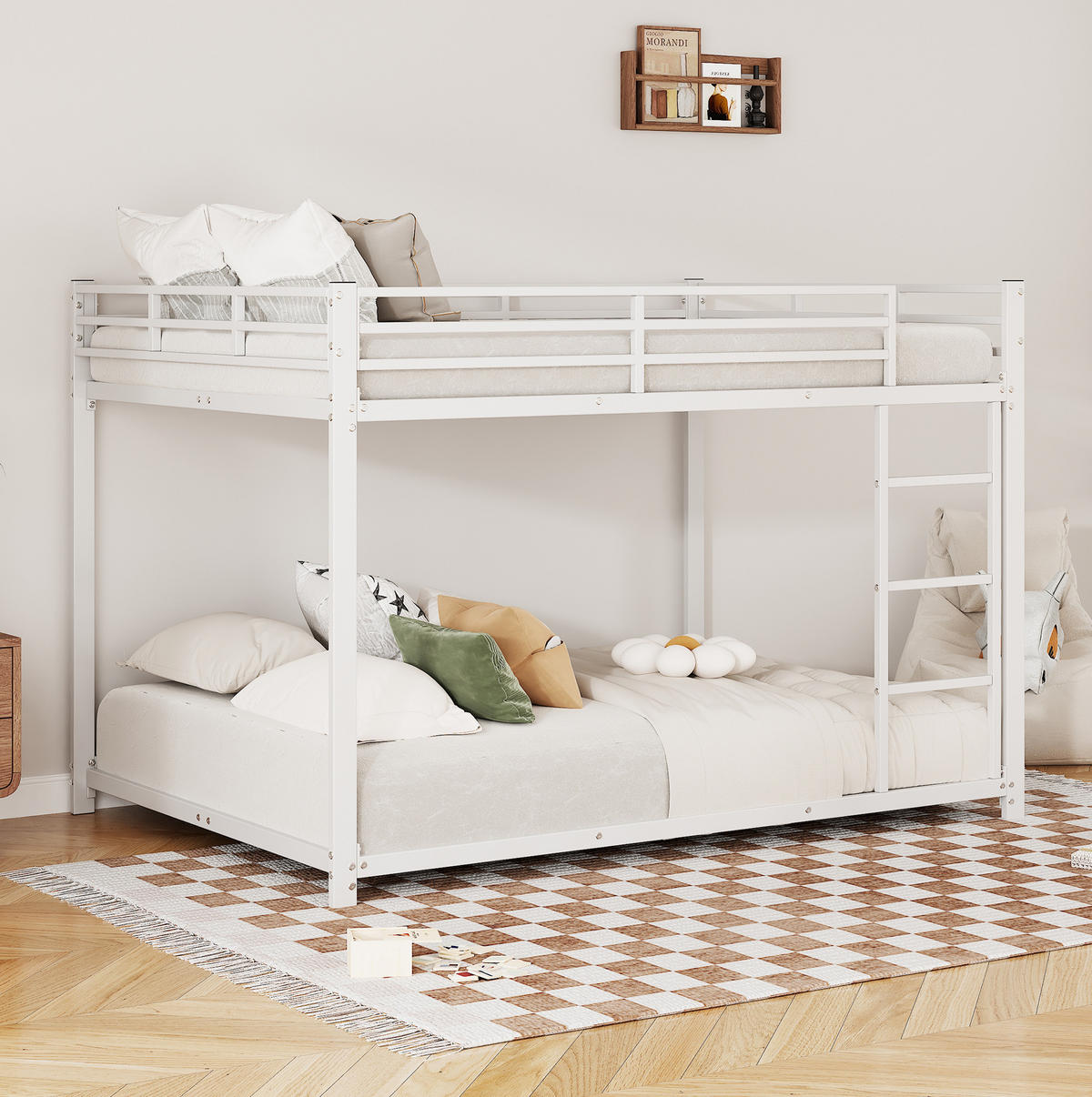 ETAGENBETT 140/200 cm aus Metall in Weiß – platzsparend und kindersicher - Weiß, Metall (140/200cm) - Flora Grace