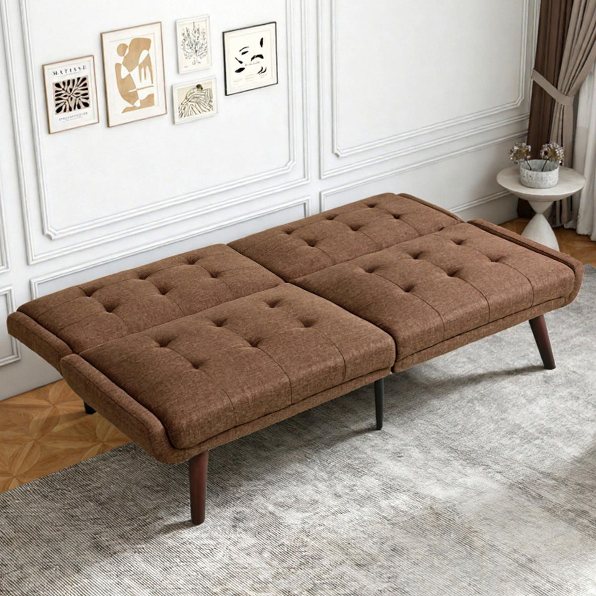 SCHLAFSOFA 157/51/70 cm in Leinenoptik Braun, ohne Armlehnen - Braun, Textil (51/70/157cm) - Oxeza