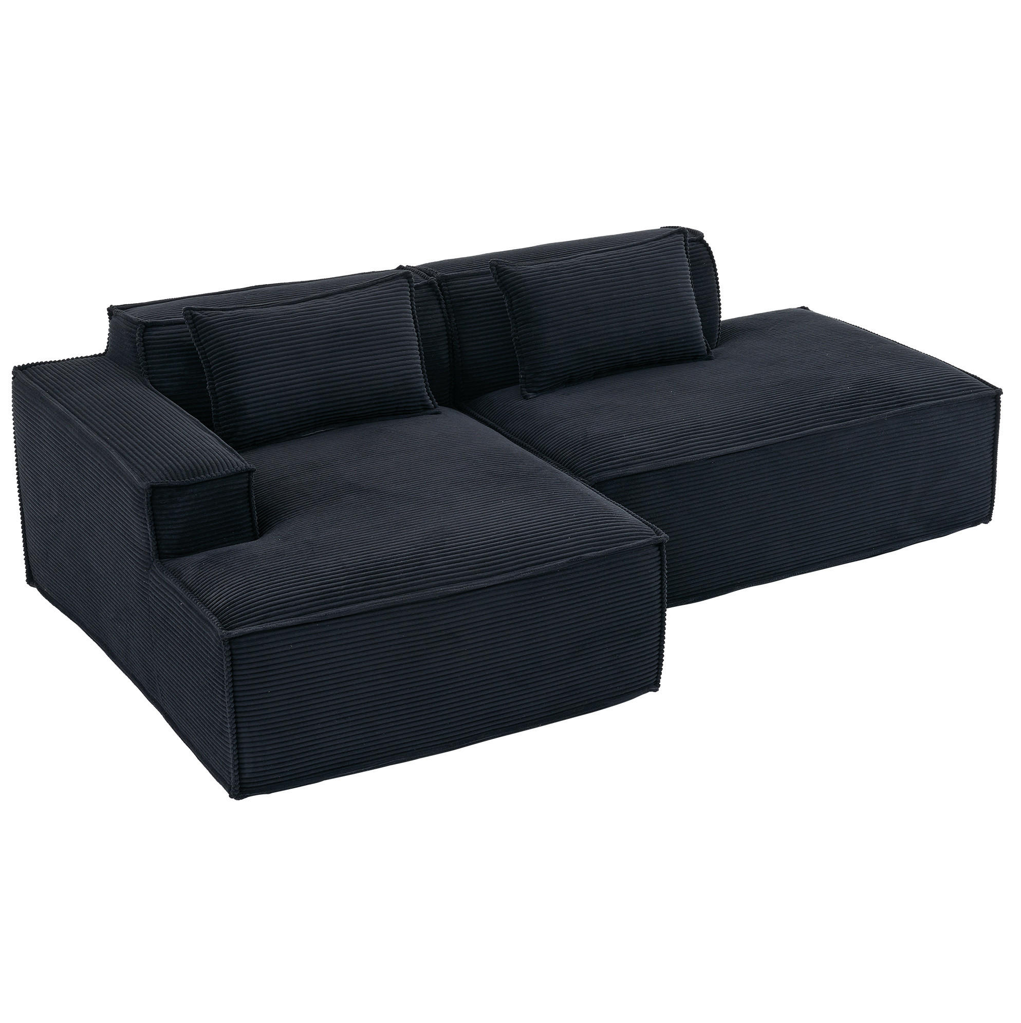 SOFA gepolstert 235 cm Polyester Black 2 Kissen - Schwarz, Textil (129/235cm) - Meubliv