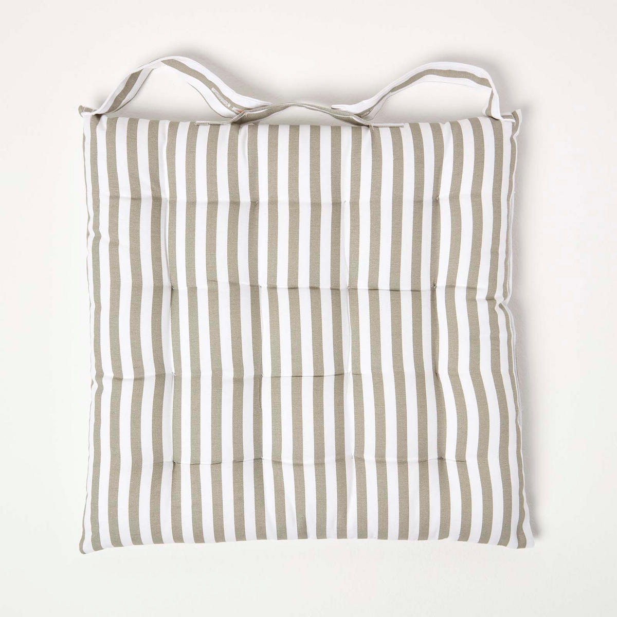 STUHLKISSEN 40/40/5 cm grau-weiß gestreift - Grau, Textil (40/40/5cm) - Homescapes