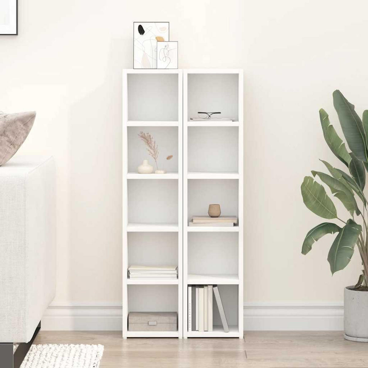 CD-REGALE 2er set Weiß 21/16/93,5 Cm Holzwerkstoff - Weiß, Holz (21/16/21cm) - vidaXL