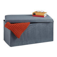 SITZBANK - Anthrazit, Holzwerkstoff/Textil (77/38/39cm) - Relaxdays