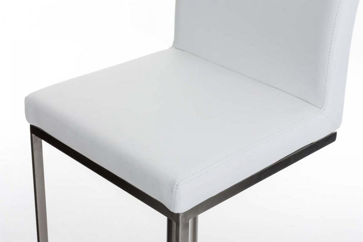 BARHOCKER 2er Set Lederlook Weiß - Edelstahlfarben/Weiß, Textil/Metall (42/86/44cm) - CLP