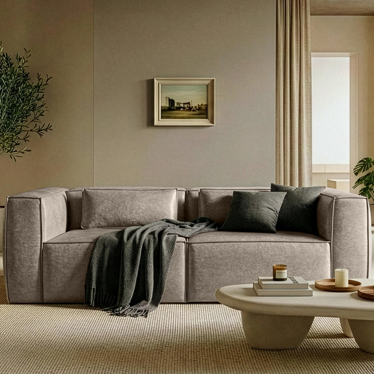 3-SITZER SOFA FEROX, Hellgrau - Hellgrau, Holz/Holzwerkstoff (240/73/96cm) - KONSIMO®