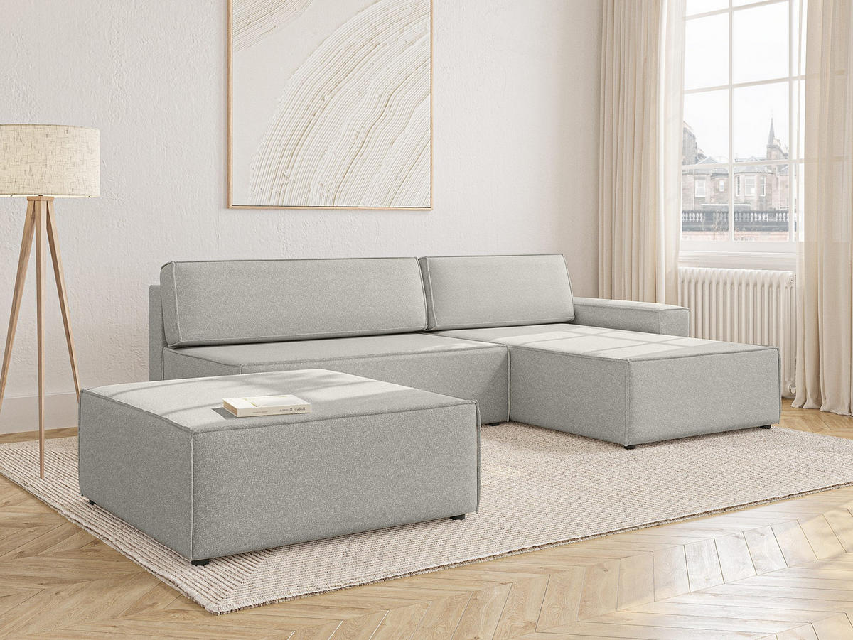 ECKSOFA Lummo La mit Schlaffunktion, Grau - Grau, Textil (363/185cm) - Fedve