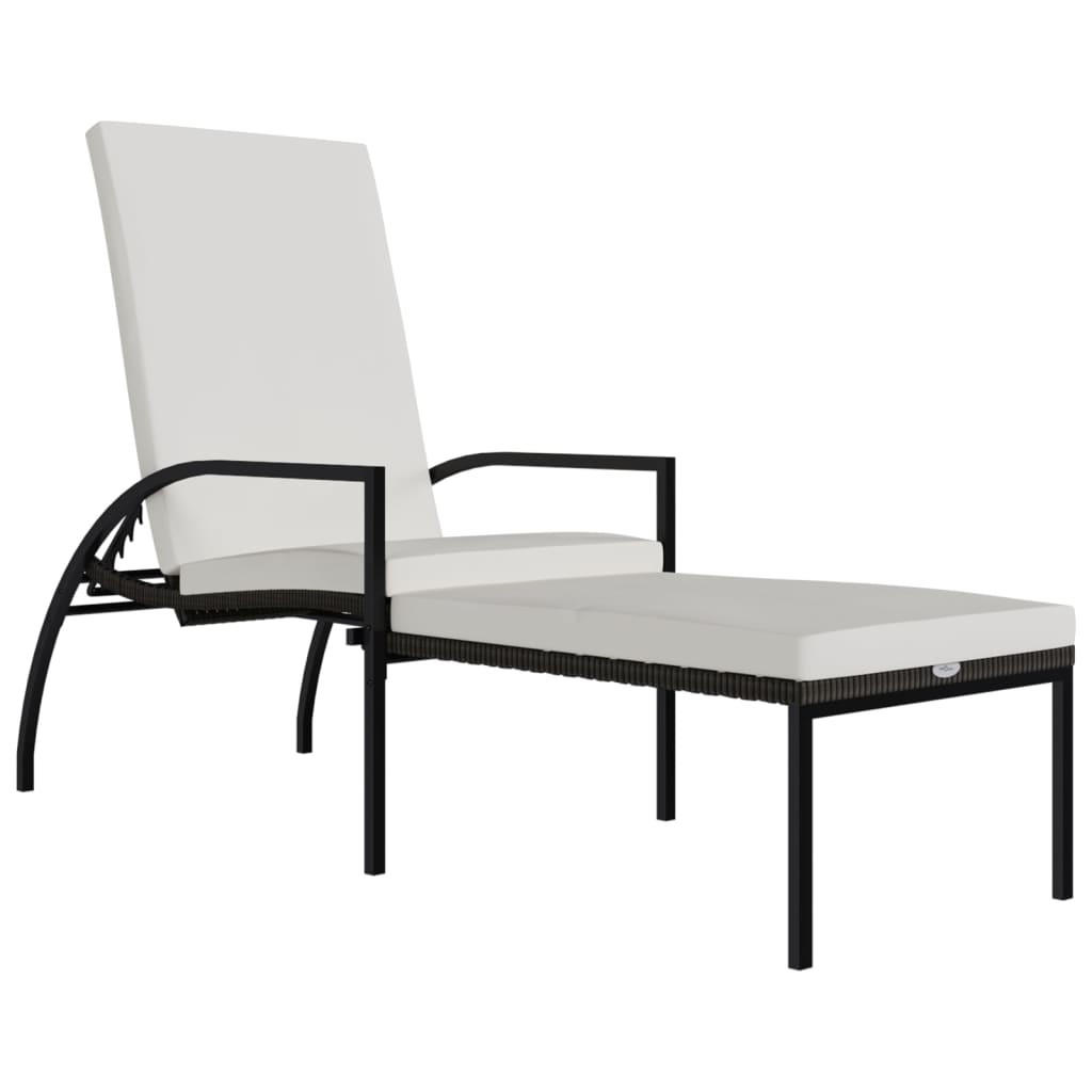 SONNENLIEGE mit Fußhocker PE-Rattan Braun - Braun, Kunststoff (60/102/195cm) - furnicato