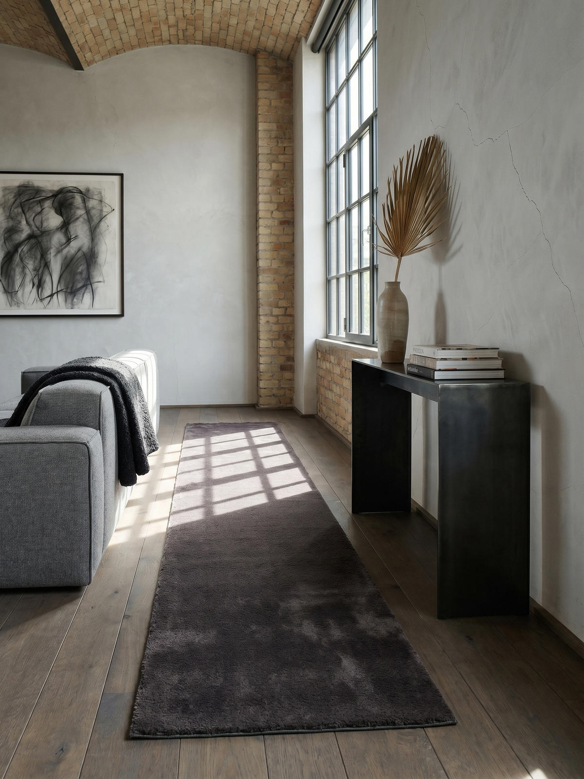 TEPPICHLÄUFER Antirutsch Uni RUTOR Polyester Anthrazit 80 x 150 cm - Anthrazit, Textil (80/150cm) - KADIMA DESIGN