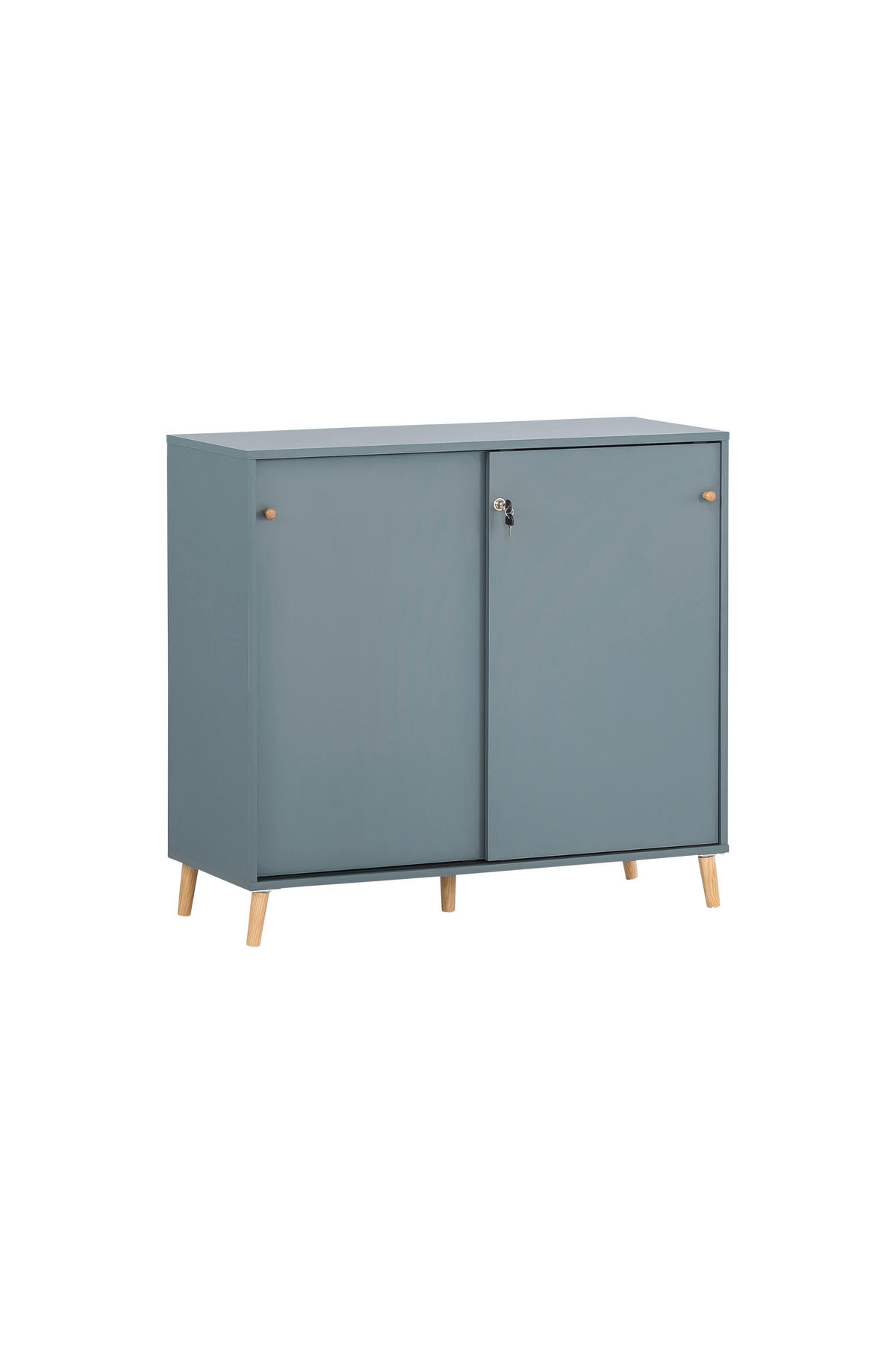 AKTENSCHRANK Jaguar Large 92,6x100x41 cm 2 Fächern & 2 abschließbare Schiebetüren Blau - Blau, Holz (100/92.6/41cm) - PROREGAL