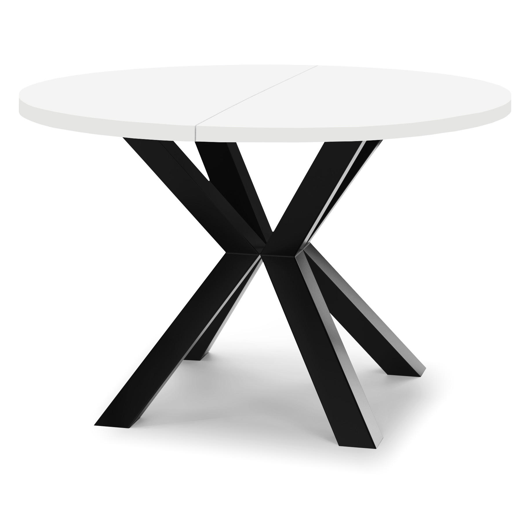 ESSTISCH RAL mit Holzbeinen, Durchmesser: 90 / 140 cm Weiß / Schwarz - Schwarz/Weiß, Holz (90/140/77cm) - Dekori_Interiors