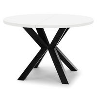 ESSTISCH RAL mit Holzbeinen, Durchmesser: 90 / 140 cm Weiß / Schwarz - Schwarz/Weiß, Holz (90/140/77cm) - Dekori_Interiors