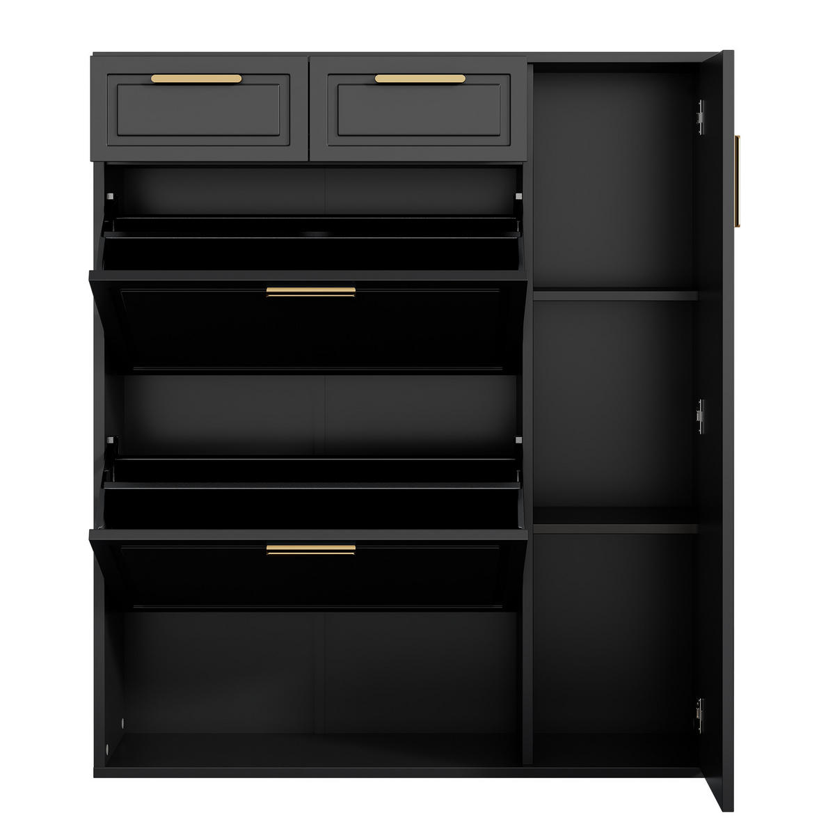 SCHUHSCHRANK 95/107/24 cm Schwarz aus Spanplatte mit verstellbaren Regalböden - Schwarz, Holzwerkstoff (95/107/24cm) - OKMYHOME