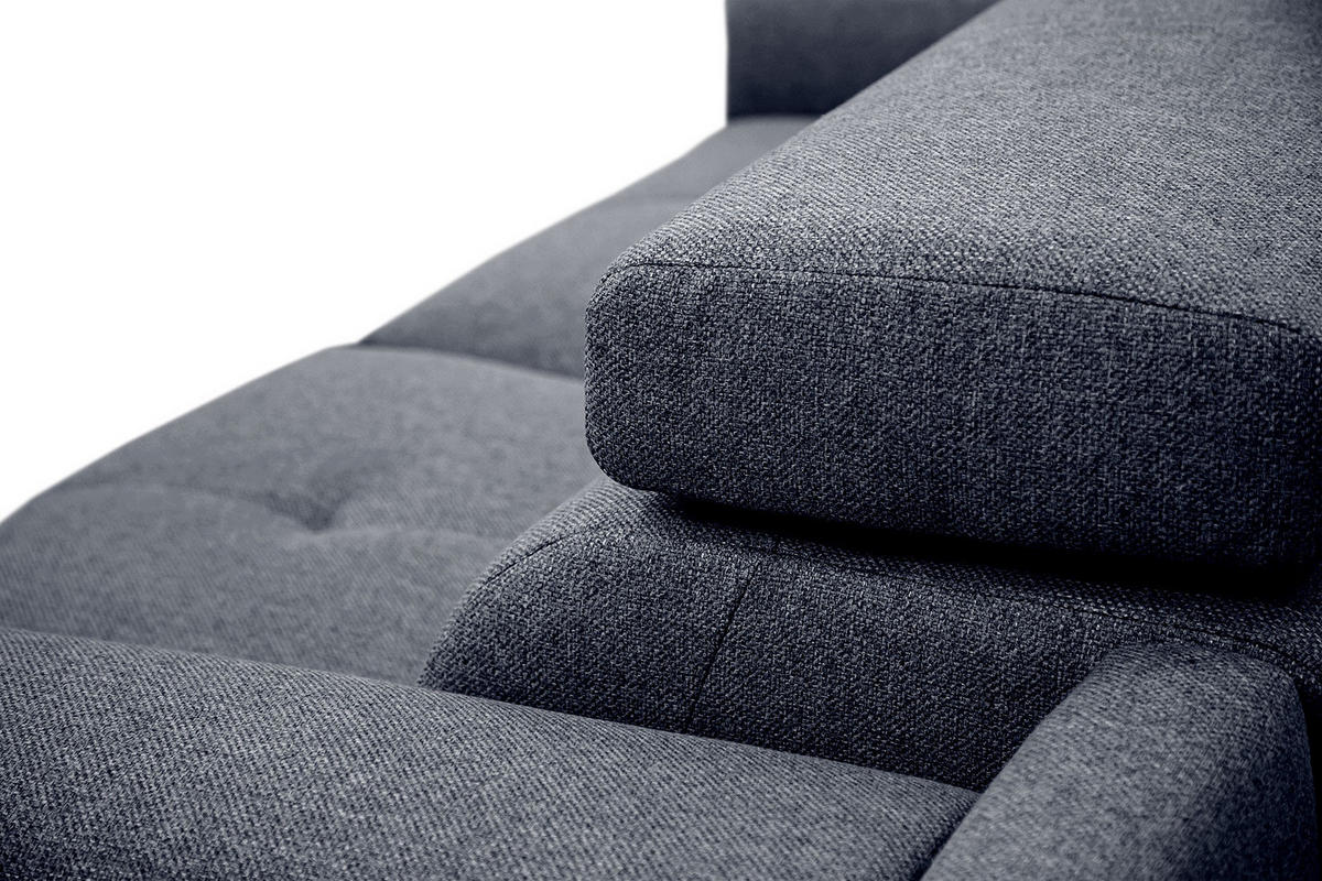 RELAXSOFA MATERA 3-Sitzer mit 2 Relaxfunktionen, dunkelblau - Schwarz/Dunkelblau, Holzwerkstoff/Textil (212/82/103cm) - Courtois Laville
