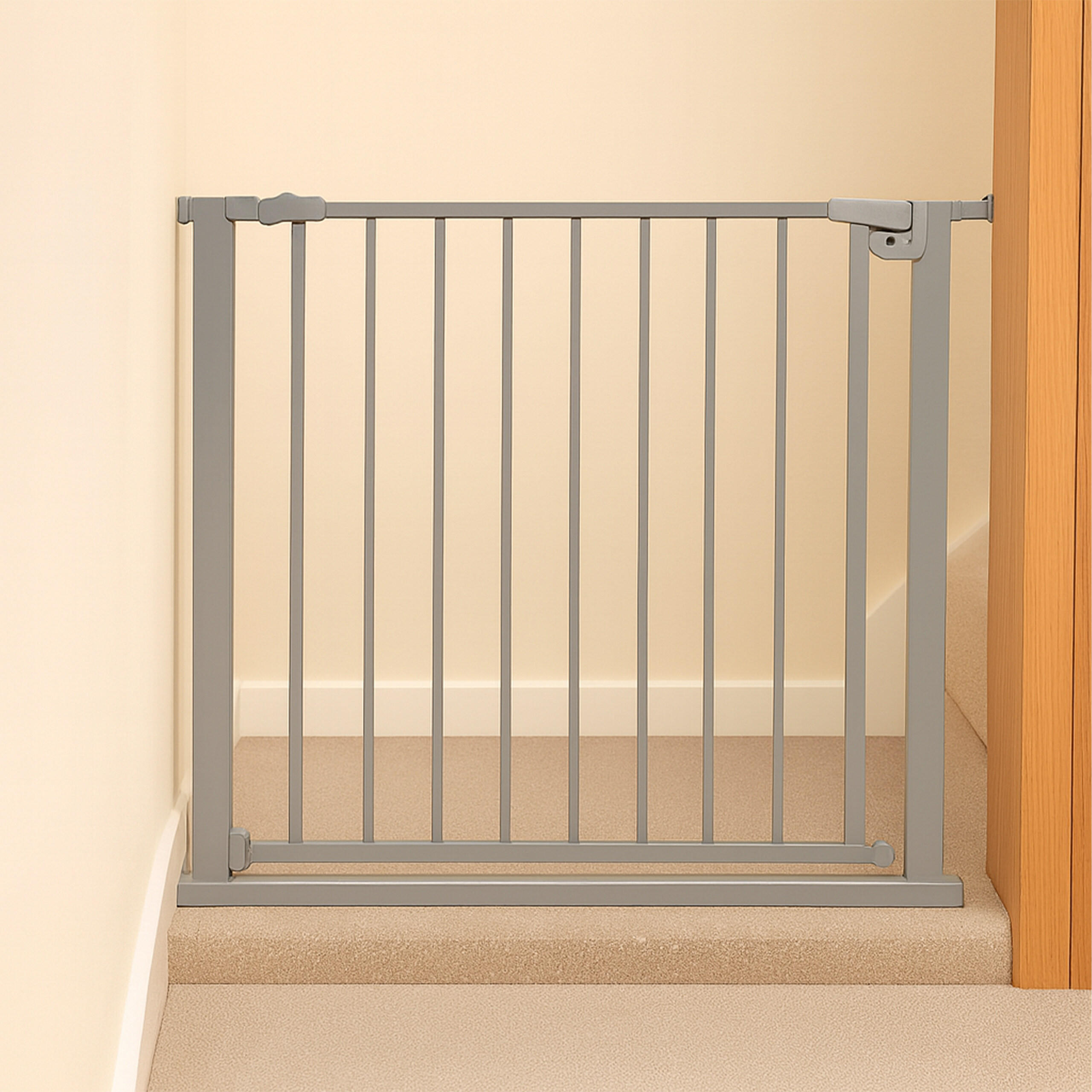 TREPPENSCHUTZGITTER - Grau, Kunststoff/Metall (80/1cm) - Relaxdays