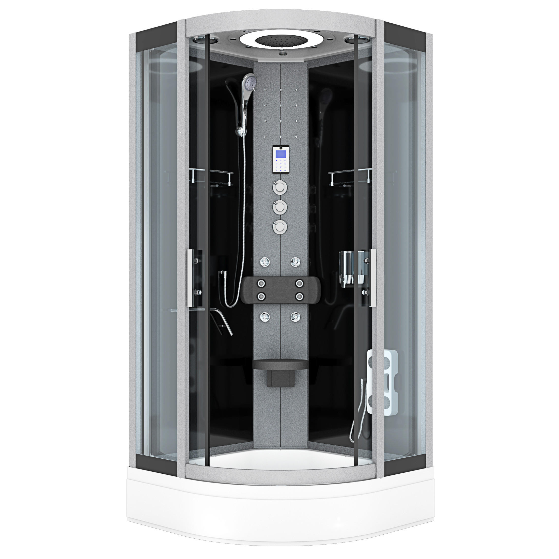 FERTIGDUSCHE Dusche D58-63T1 Schwarz 100x100 - Schwarz, Glas/Kunststoff (100/100/225cm) - AcquaVapore by Sandra Jentho