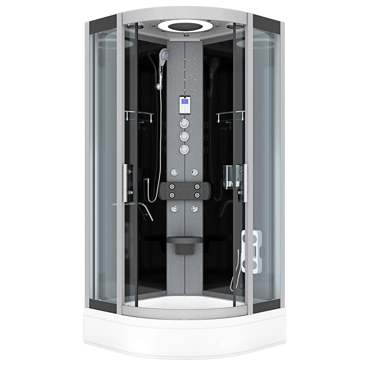 FERTIGDUSCHE Dusche D58-63T1 Schwarz 100x100 - Schwarz, Glas/Kunststoff (100/100/225cm) - AcquaVapore by Sandra Jentho