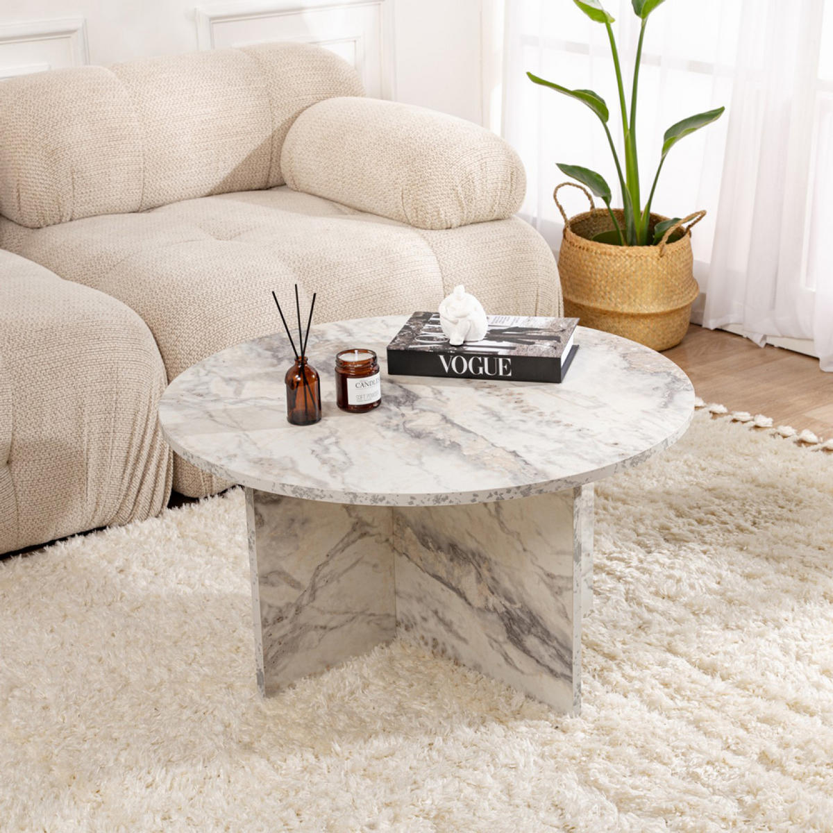COUCHTISCH Vinu Weiß 80 x 80 cm - Weiß, Holzwerkstoff (80/80/45cm) - Concept Usine