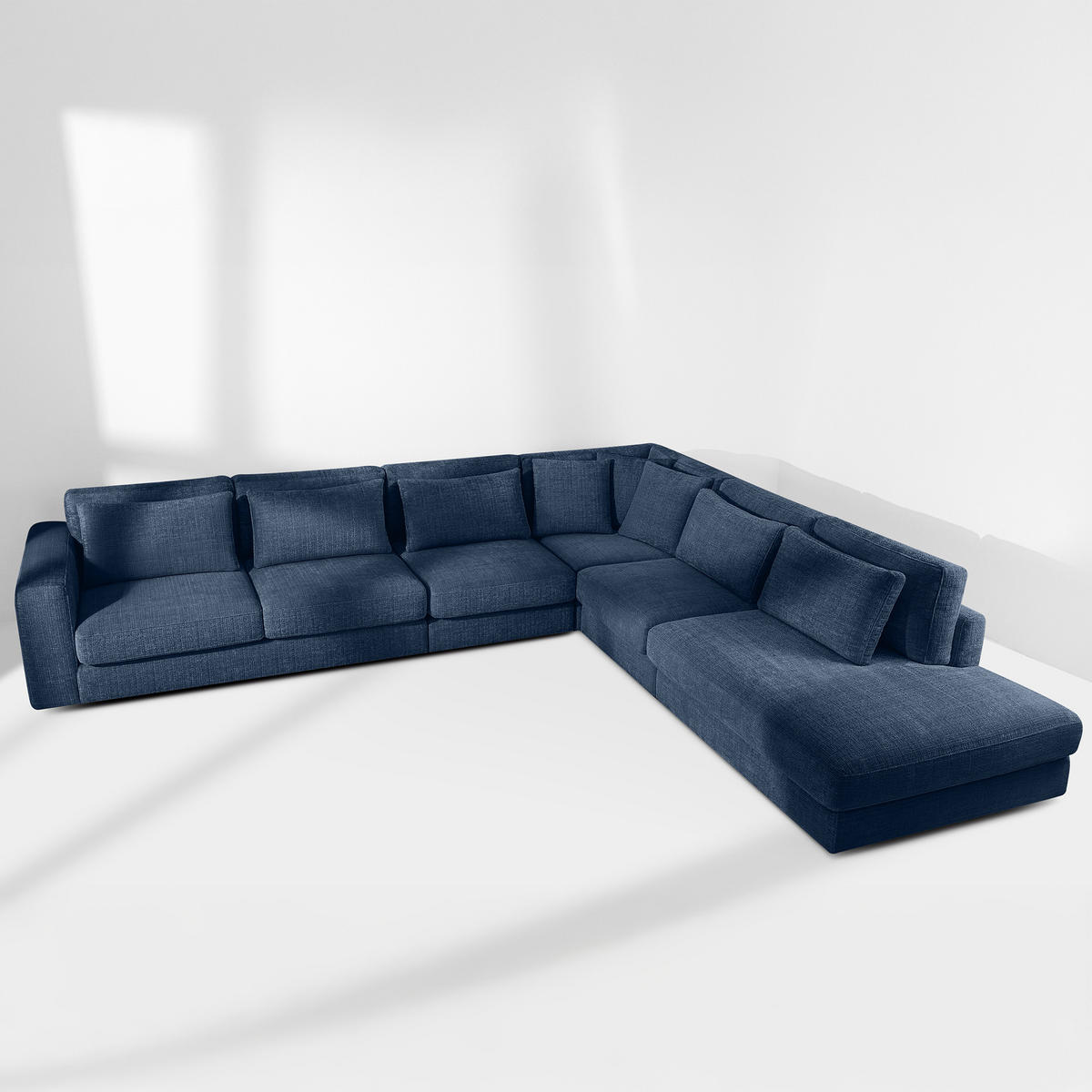 ECKSOFA XL rechts VERUS - Dunkelblau, Holz/Holzwerkstoff (377/328cm) - KONSIMO®