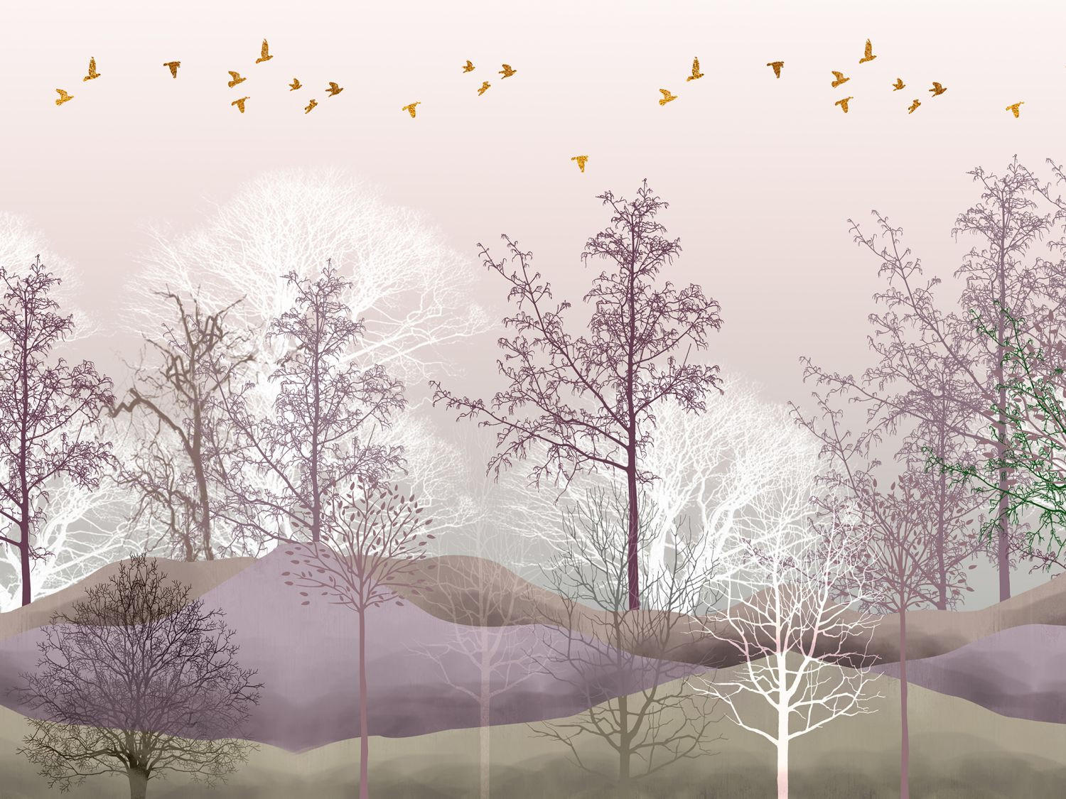 FOTOTAPETE bewaldete Landschaft 375 x 270 cm - Lila, Papier (375/270cm) - Sanders & Sanders