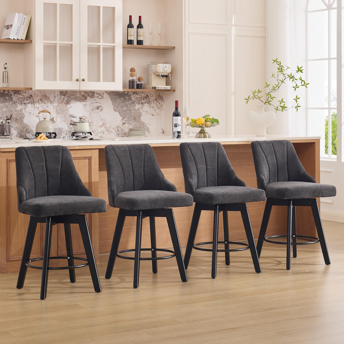 BARHOCKER DE-36254 2er-Set mit 360°-Drehung Grau - Grau, Metall (53/94.5/53.5cm) - ComfortXL