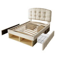 POLSTERBETT 90/200 cm Beige mit 2 Schubladen und Stauraum - Beige, Textil (90/200cm) - Oxeza