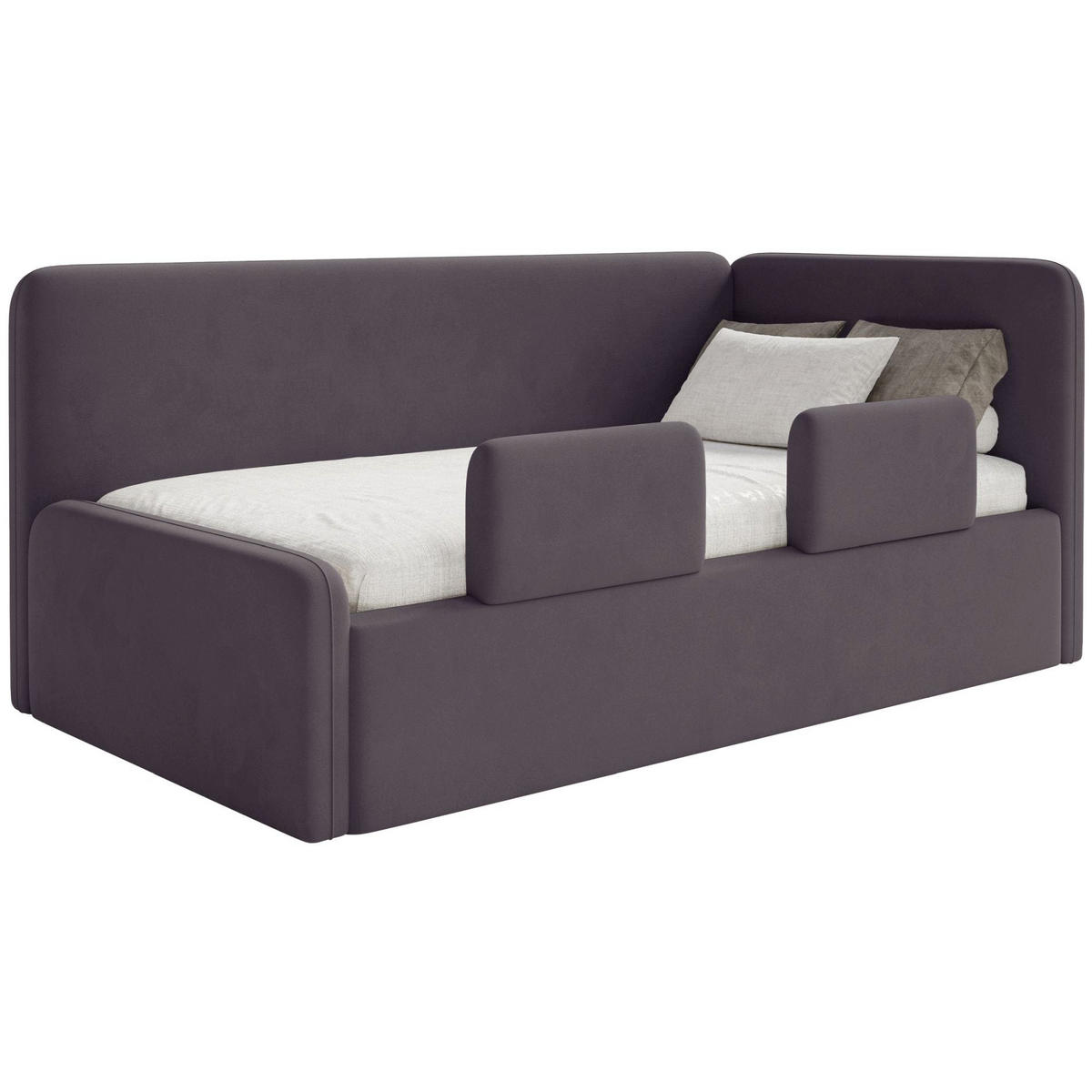 KINDERBETT Fanko Samt Violett 90x200 cm - Lila/Schwarz, Kunststoff/Textil (90/200cm) - Selsey