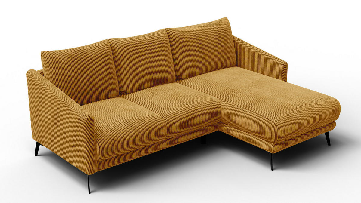 ECKSOFA VILT 3-Sitzer, safran - Gelb/Schwarz, Holzwerkstoff/Textil (221/156cm) - Courtois Laville