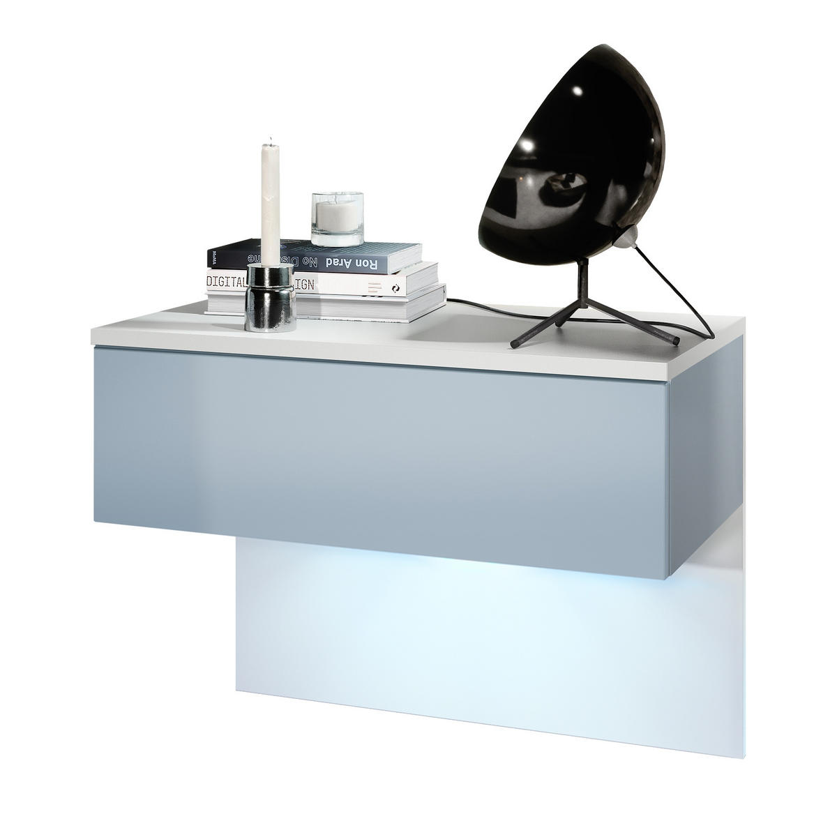 NACHTTISCH Sleep Fronten in Denim matt - Pastellblau, Holzwerkstoff (60/46/35cm) - Vladon