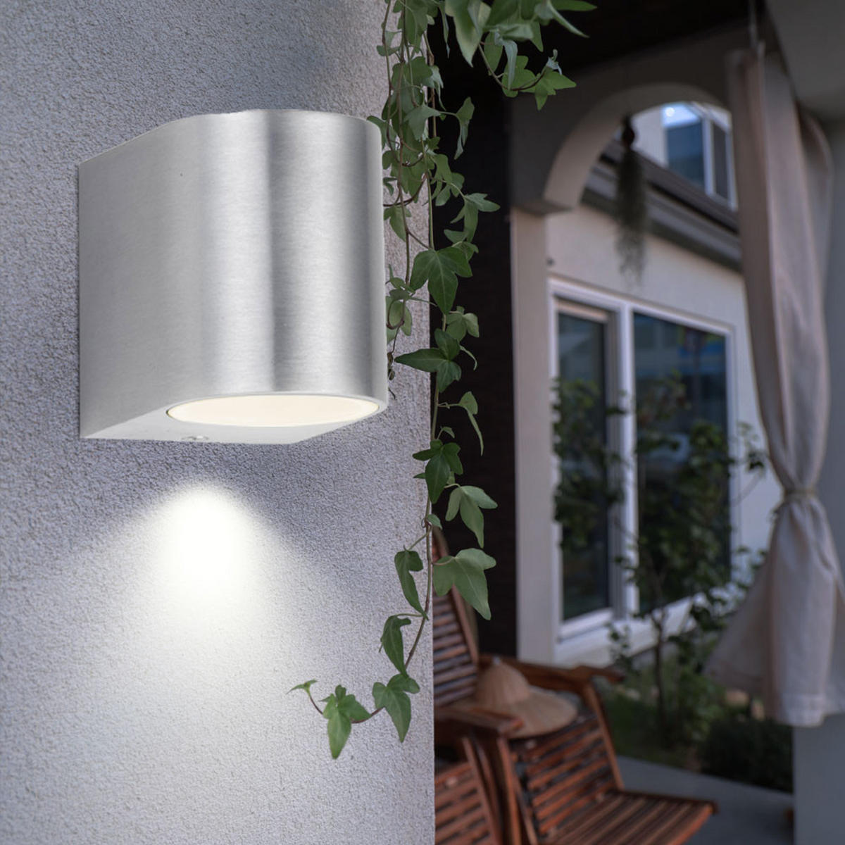 LED AUSSEN-WANDLEUCHTE Silber gebürstet - Silberfarben, Glas (7/8/9.4cm)