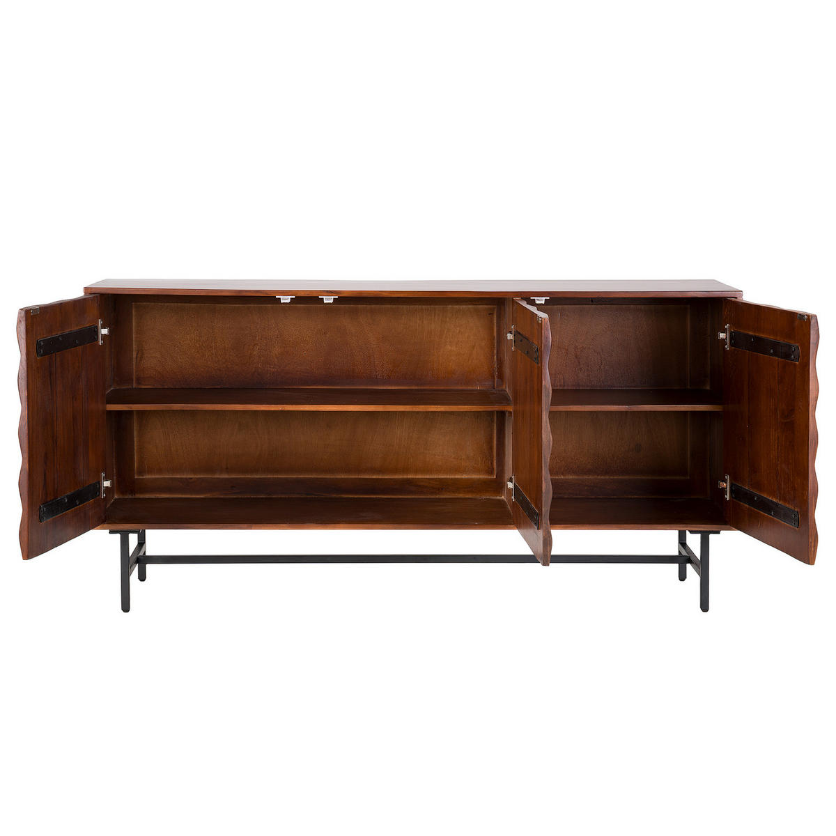 MASSIVES SIDEBOARD - Akazie / Schwarz - Schwarz/Braun, Holz/Metall (160/80/40cm) - home24