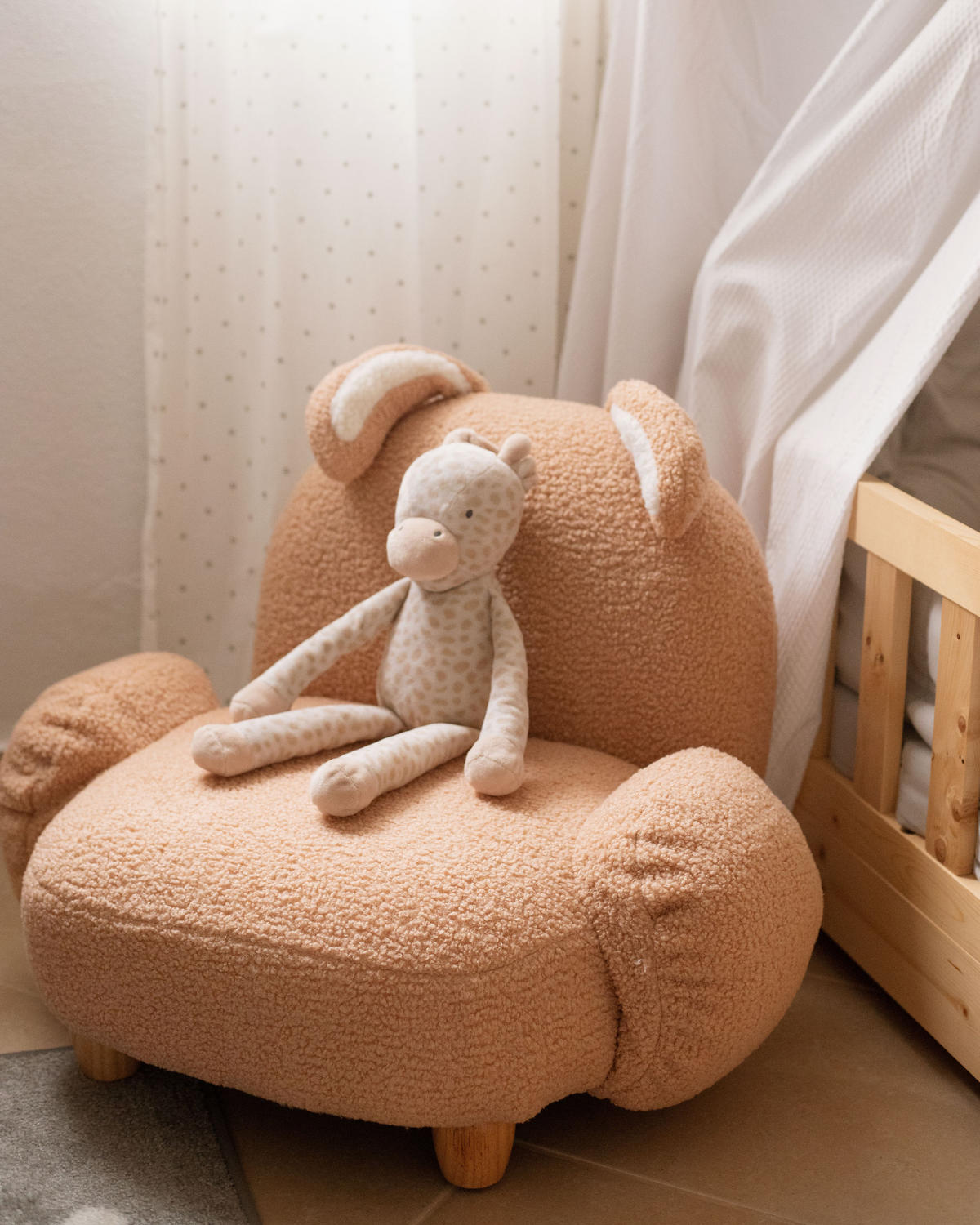 DĚTSKÉ KŘESLO Teddy-Optik béžové Tierform Hase Kanna - béžová, textil/plast (65/45/51cm) - Beliani