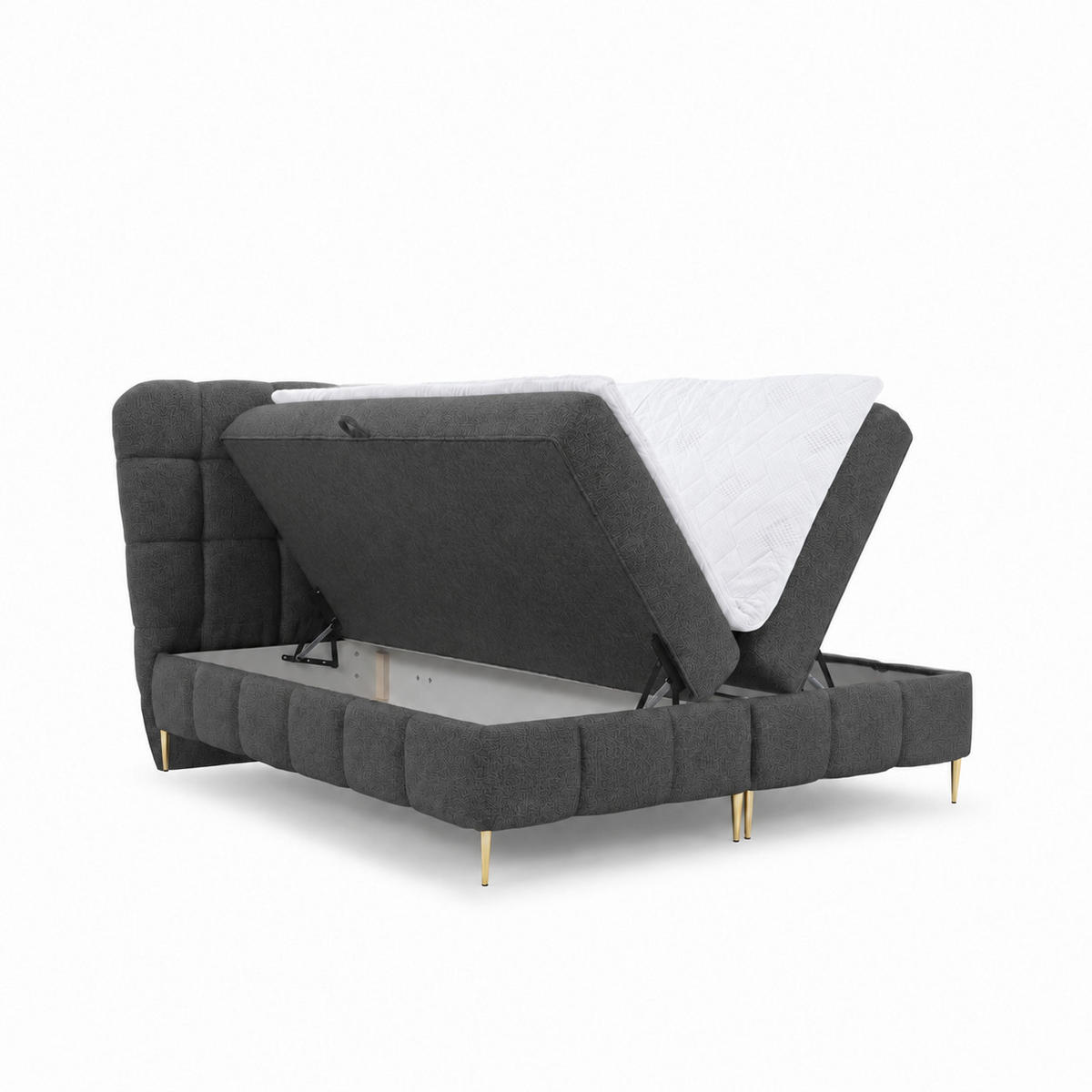 BOXBETT mit Stauraum in 140x200 cm in Stahlgrau - Grau, Textil (140/200cm) - Home Collective